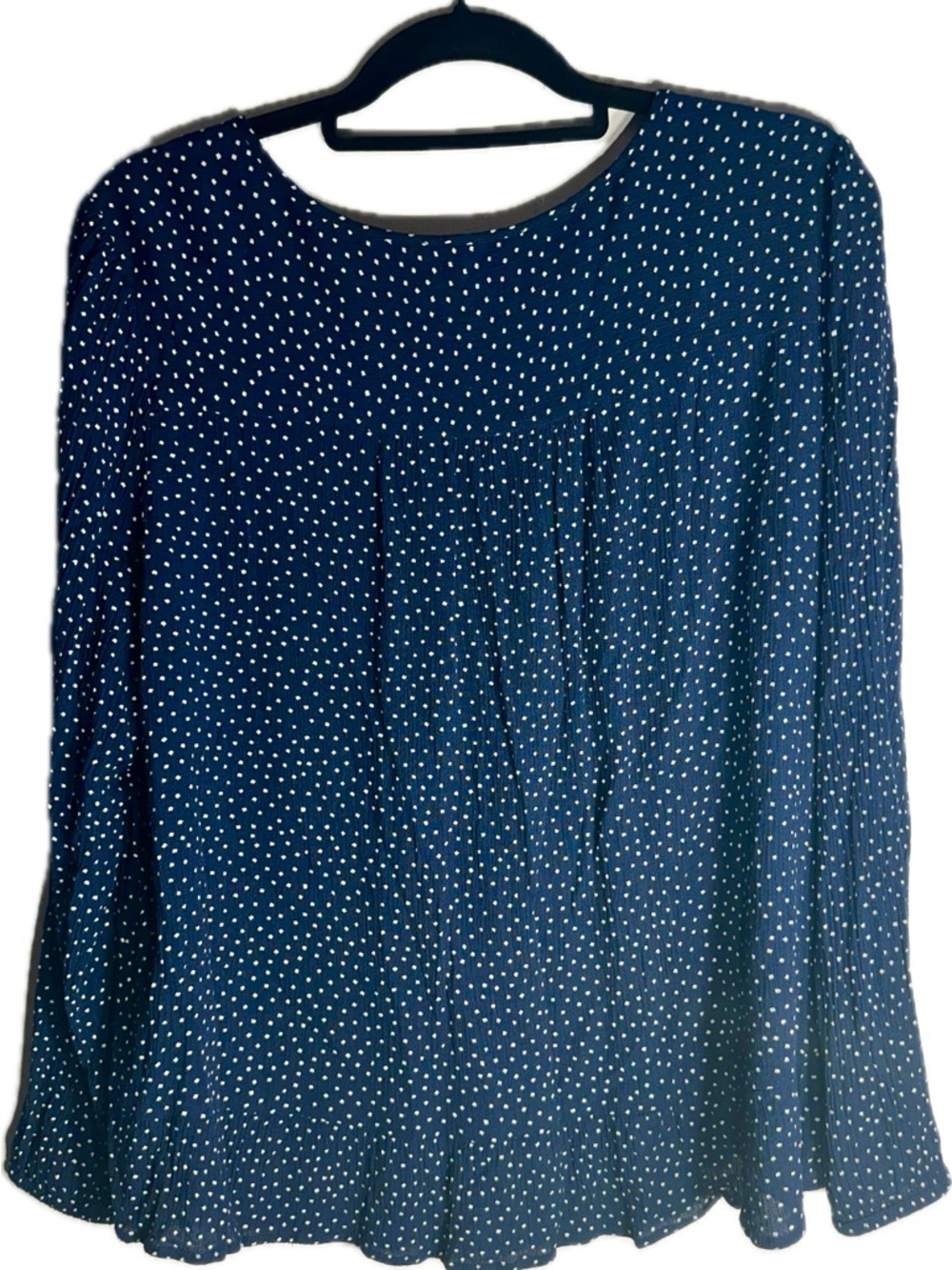 LOFT Navy Polka Dot V-Neck Blouse - Picture 4 of 5